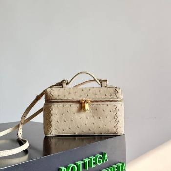 Bottega Veneta Bang Bang Vanity Case Bag in Ostrich Leather Cream Yellow 2026 817785 (WT-260116009)