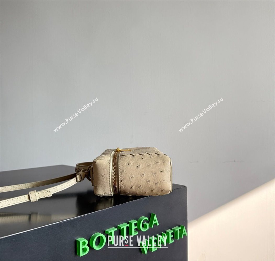 Bottega Veneta Bang Bang Vanity Case Bag in Ostrich Leather Cream Yellow 2026 817785 (WT-260116009)