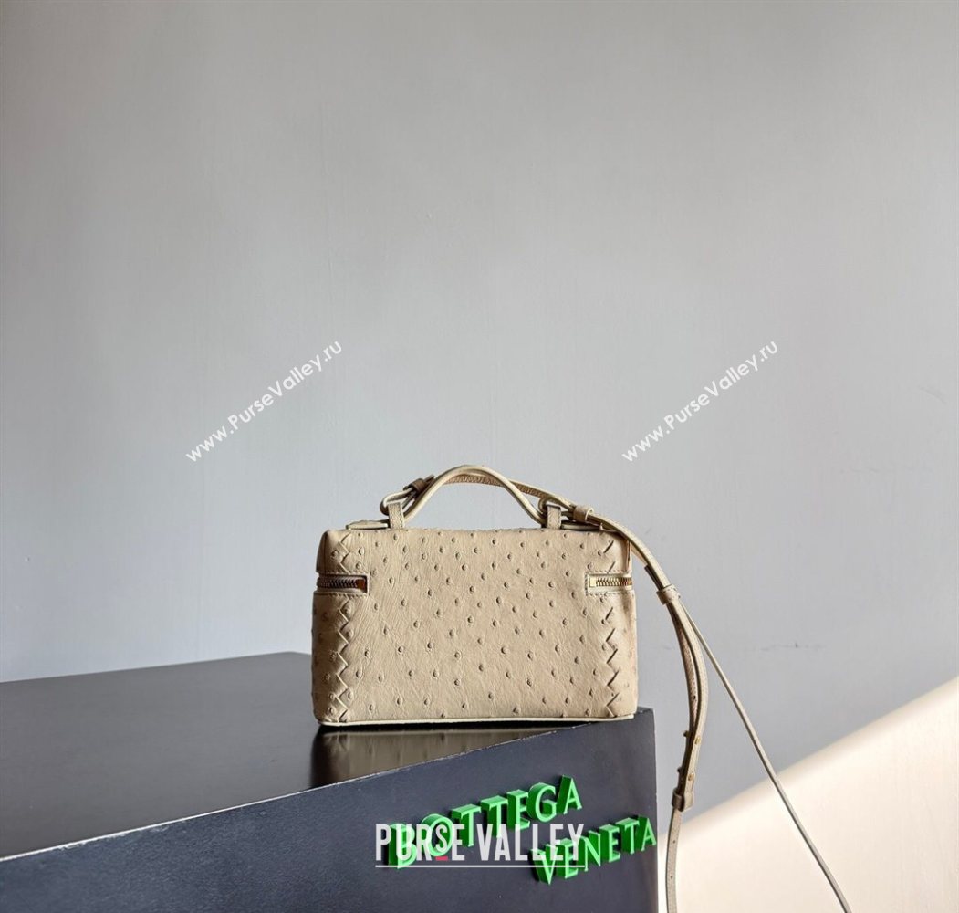 Bottega Veneta Bang Bang Vanity Case Bag in Ostrich Leather Cream Yellow 2026 817785 (WT-260116009)