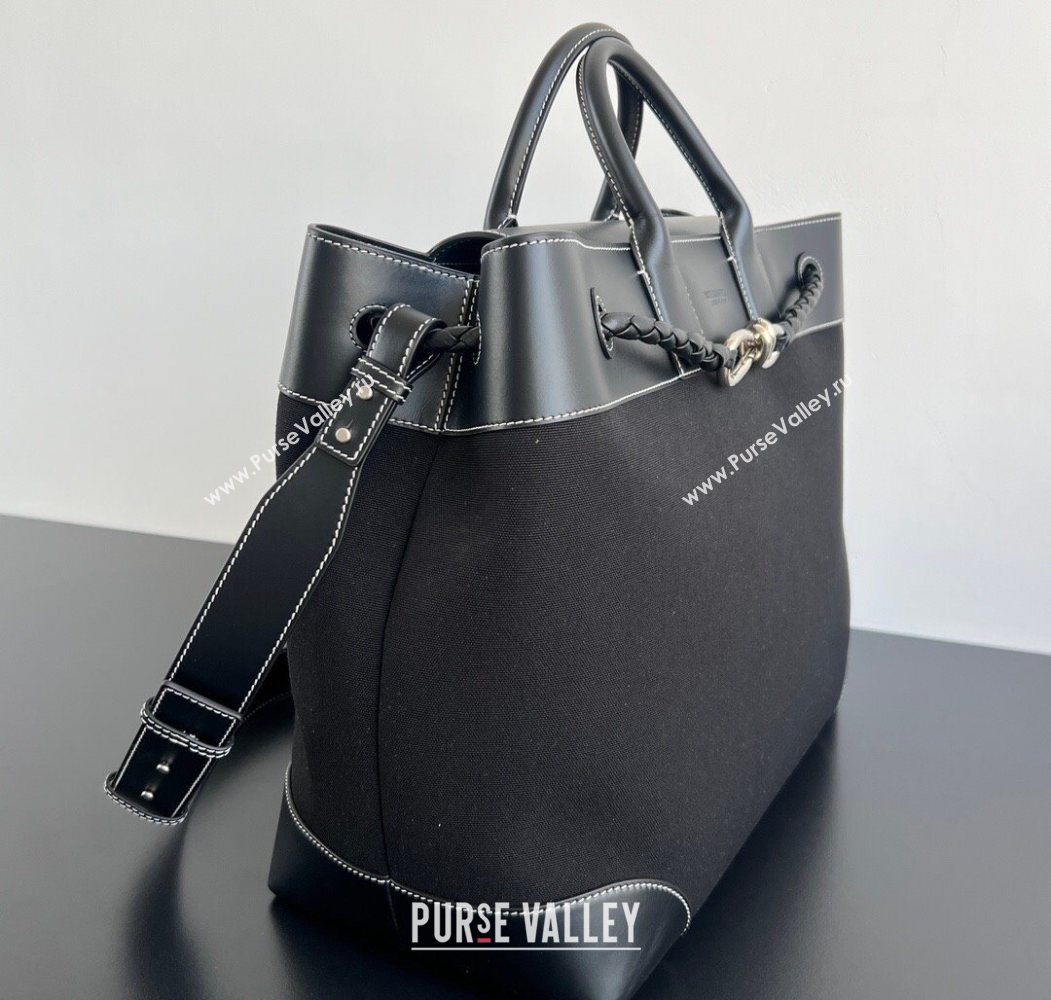 Bottega Veneta Mens Andiamo Voyager Tote Bag in Canvas and Leather Black 2026 827066 (WT-260116033)