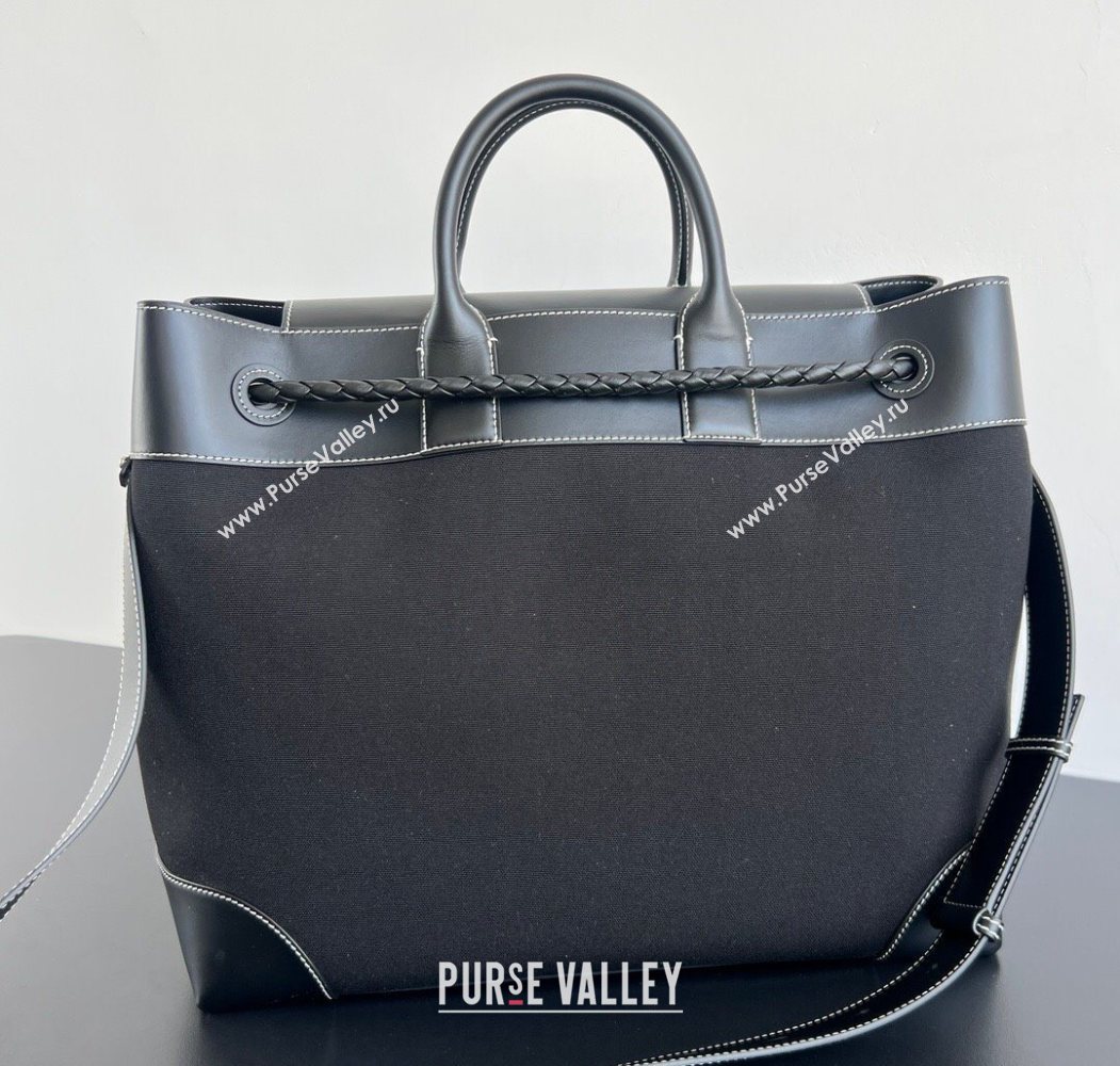 Bottega Veneta Mens Andiamo Voyager Tote Bag in Canvas and Leather Black 2026 827066 (WT-260116033)
