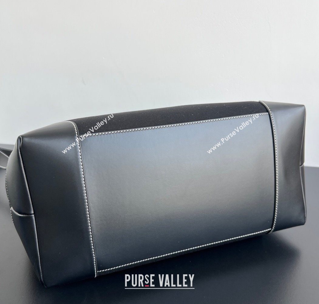 Bottega Veneta Mens Andiamo Voyager Tote Bag in Canvas and Leather Black 2026 827066 (WT-260116033)