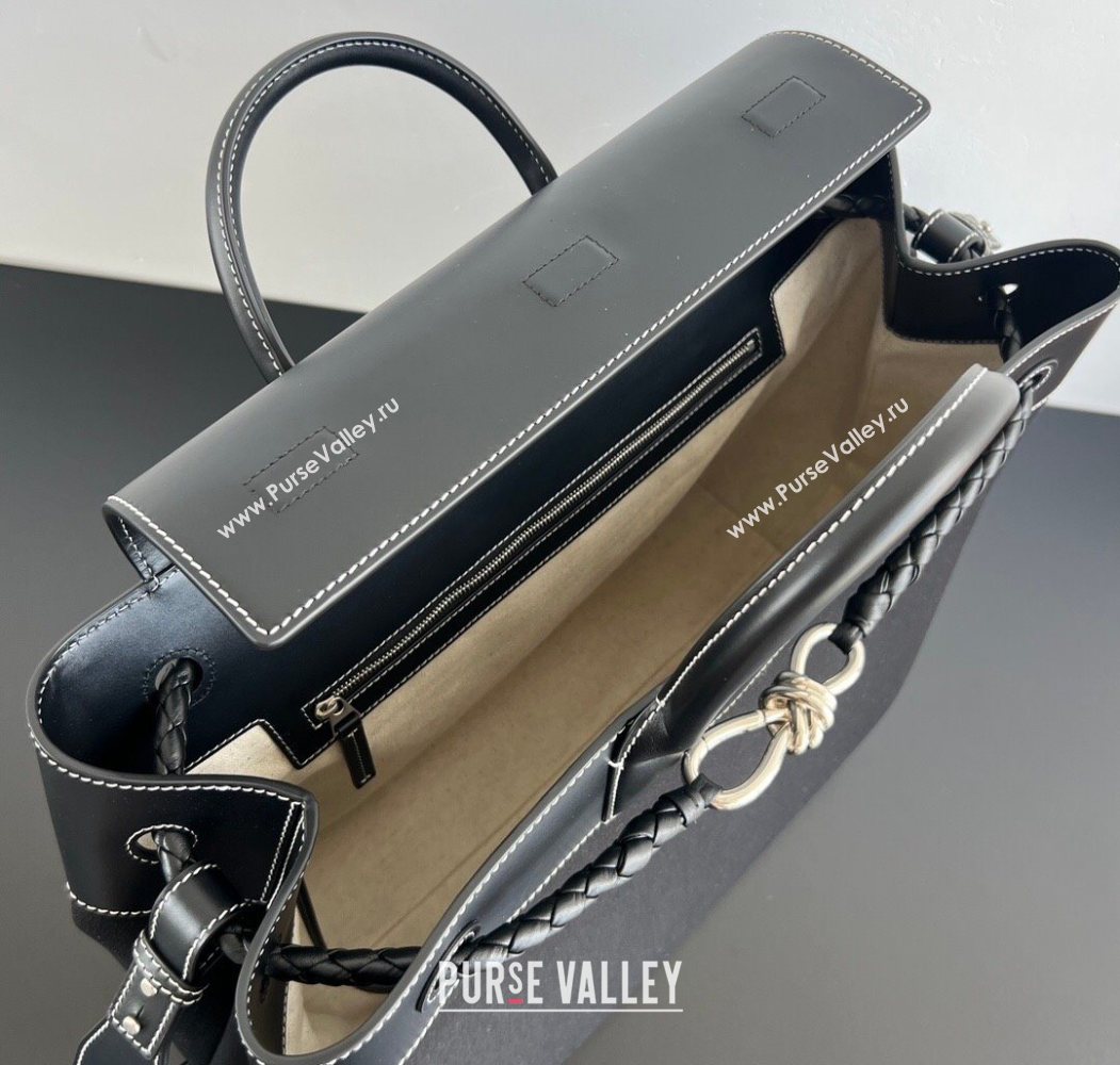 Bottega Veneta Mens Andiamo Voyager Tote Bag in Canvas and Leather Black 2026 827066 (WT-260116033)