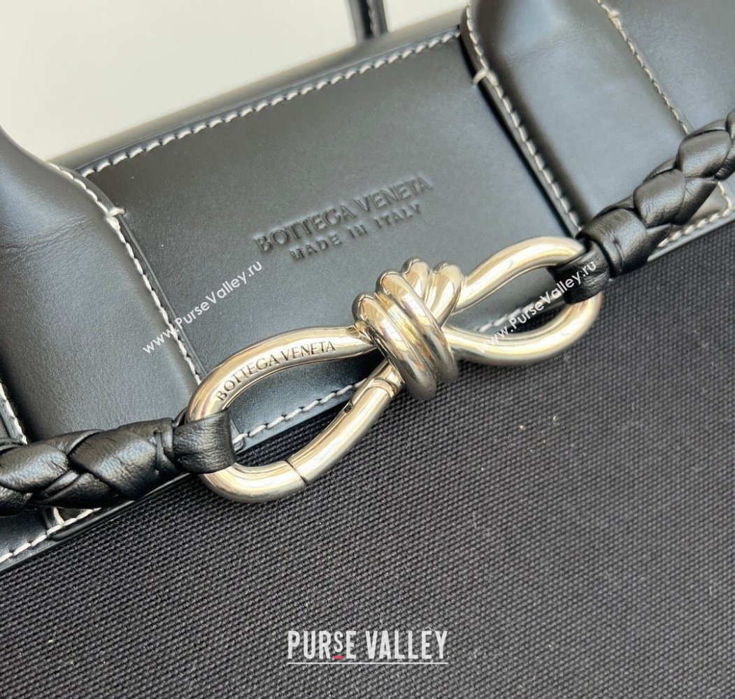 Bottega Veneta Mens Andiamo Voyager Tote Bag in Canvas and Leather Black 2026 827066 (WT-260116033)