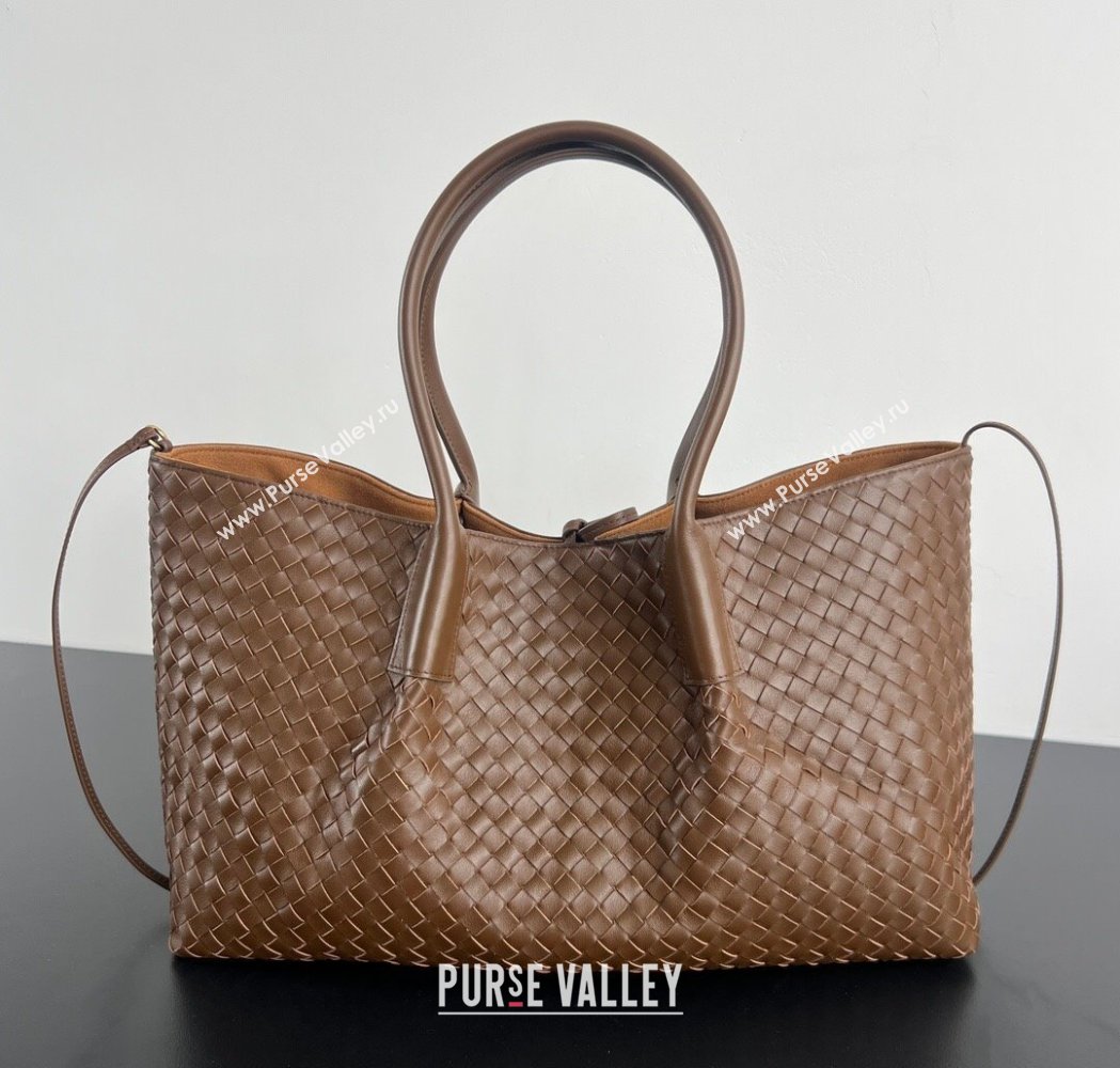 Bottega Veneta Medium Pinacoteca Tote Bag in Intrecciato Leather Amber Brown/Yellow 2025 817166 (WT-260116037)