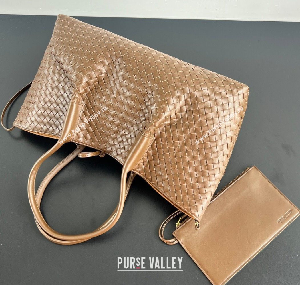 Bottega Veneta Medium Pinacoteca Tote Bag in Intrecciato Leather Amber Brown/Yellow 2025 817166 (WT-260116037)