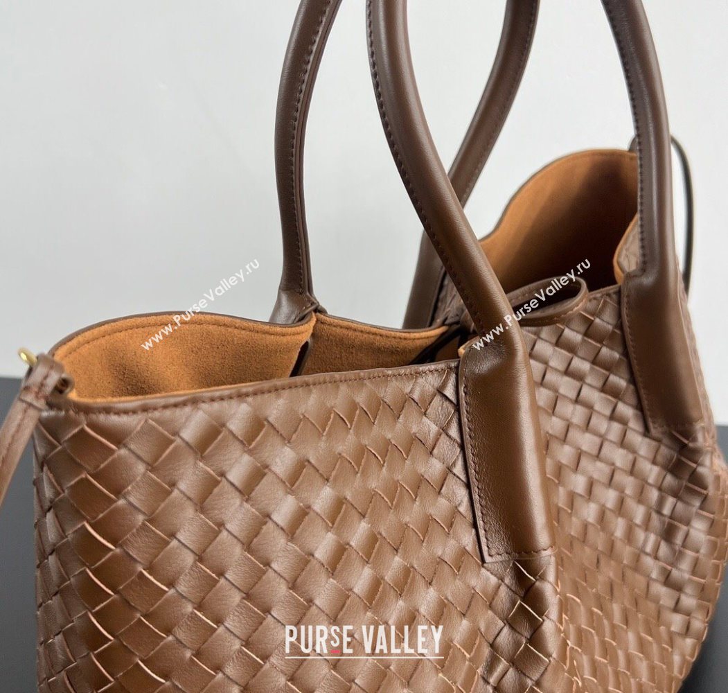 Bottega Veneta Medium Pinacoteca Tote Bag in Intrecciato Leather Amber Brown/Yellow 2025 817166 (WT-260116037)