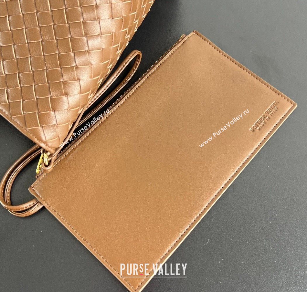 Bottega Veneta Medium Pinacoteca Tote Bag in Intrecciato Leather Amber Brown/Yellow 2025 817166 (WT-260116037)