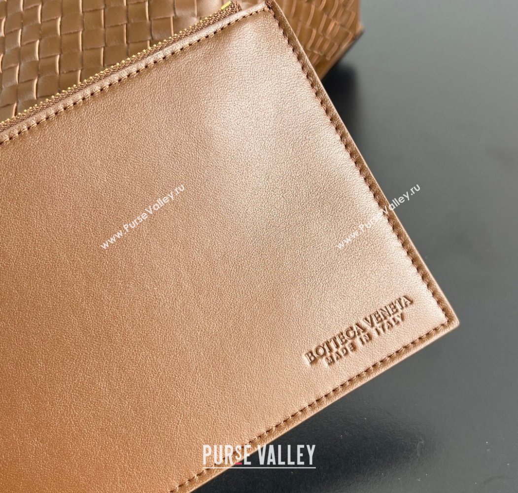 Bottega Veneta Medium Pinacoteca Tote Bag in Intrecciato Leather Amber Brown/Yellow 2025 817166 (WT-260116037)