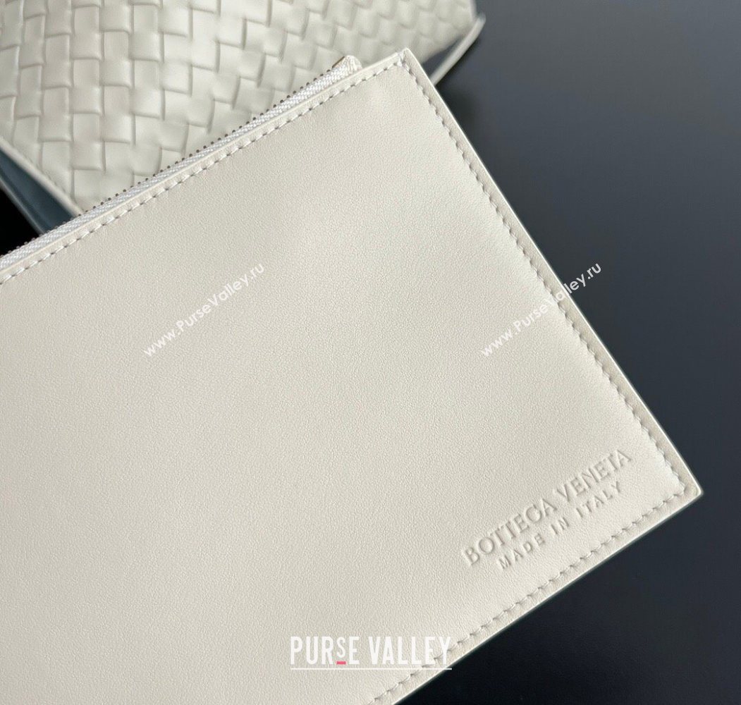 Bottega Veneta Medium Pinacoteca Tote Bag in Intrecciato Leather Sea Salt/Blue 2025 817166 (WT-260116038)