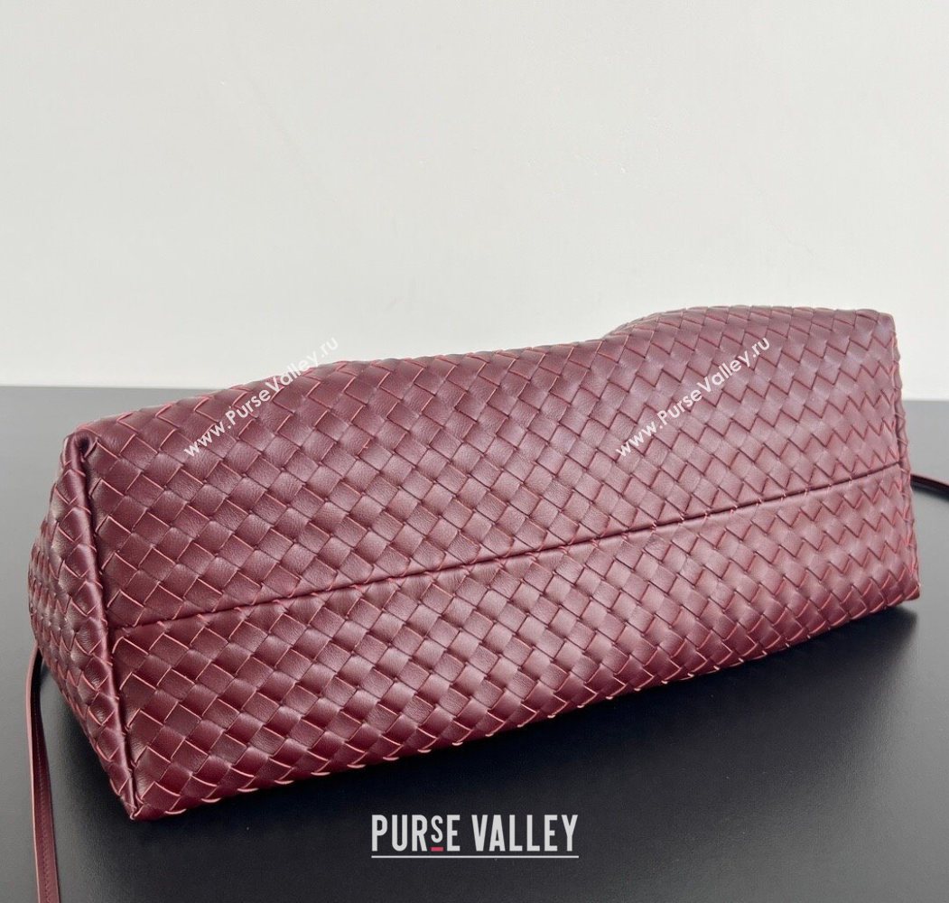 Bottega Veneta Medium Pinacoteca Tote Bag in Intrecciato Leather Barolo Red/Grey 2025 817166 (WT-260116040)