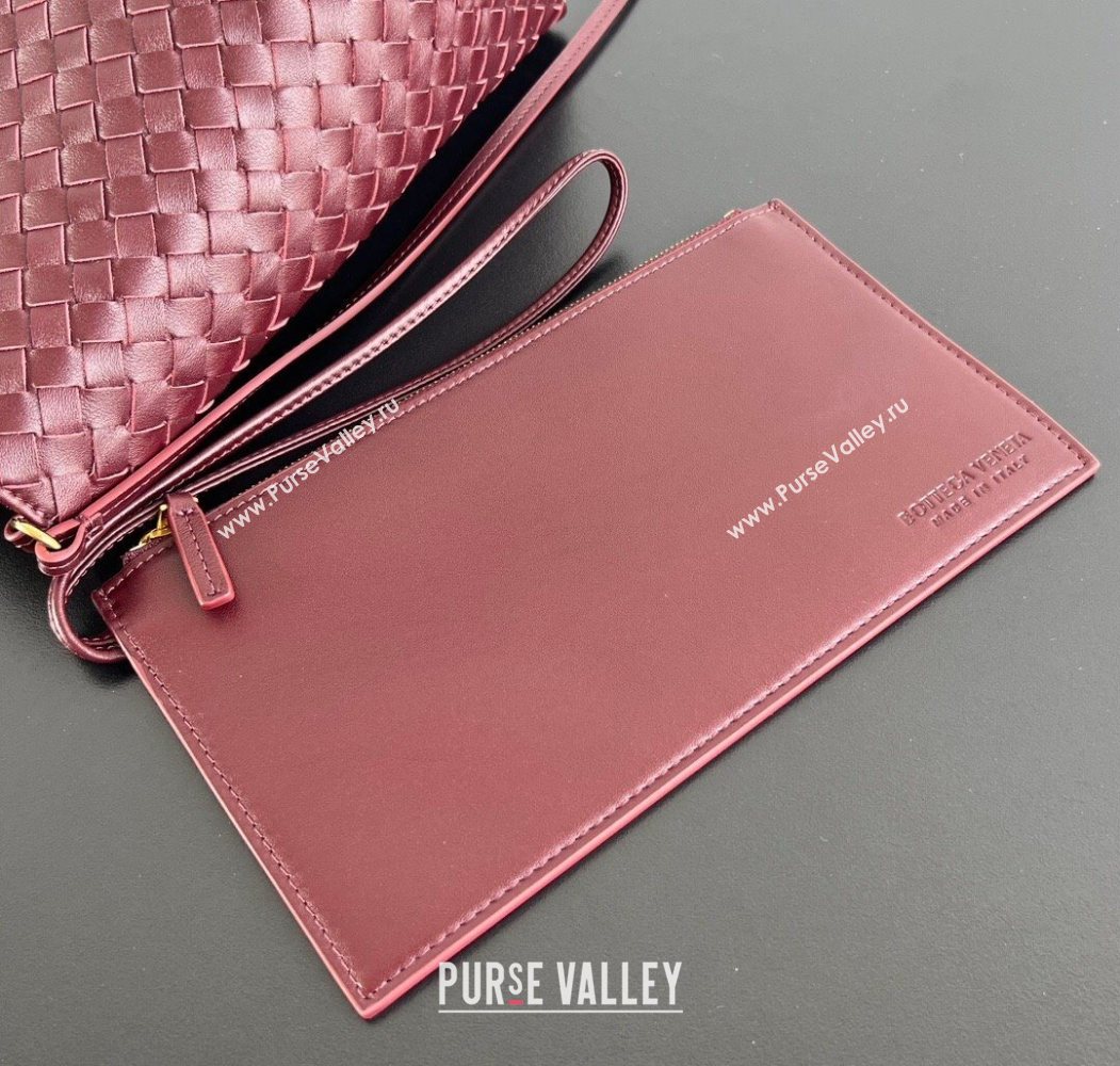 Bottega Veneta Medium Pinacoteca Tote Bag in Intrecciato Leather Barolo Red/Grey 2025 817166 (WT-260116040)