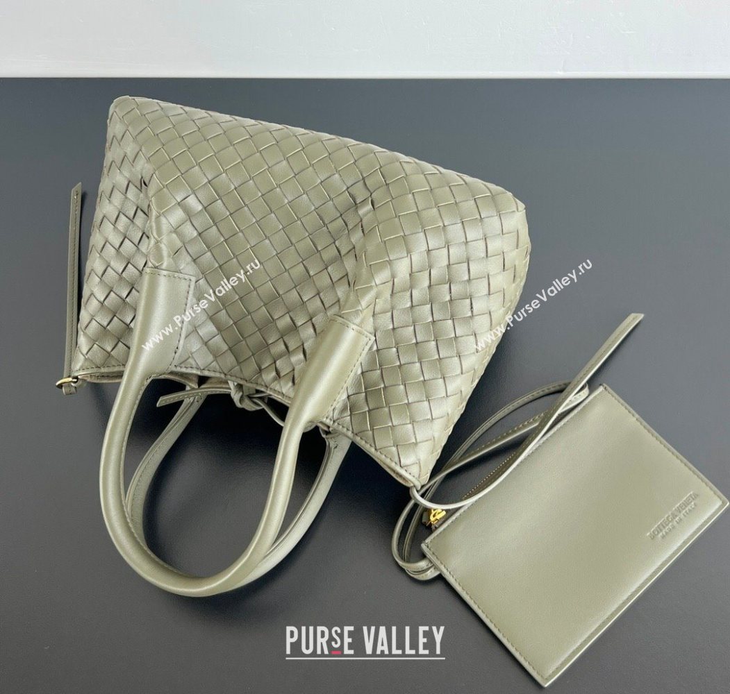 Bottega Veneta Small Pinacoteca Tote Bag in Intrecciato Leather and Suede Cypress Green 2025 819004 (WT-260116041)