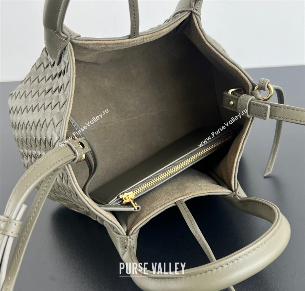 Bottega Veneta Small Pinacoteca Tote Bag in Intrecciato Leather and Suede Cypress Green 2025 819004 (WT-260116041)