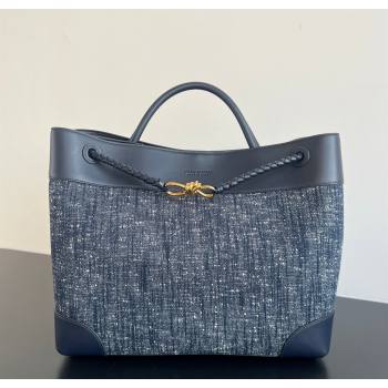 Bottega Veneta Large Andiamo Top Handle Bag in Denim and Leather Navy/Space Blue 2026 786194 (WT-260116020)