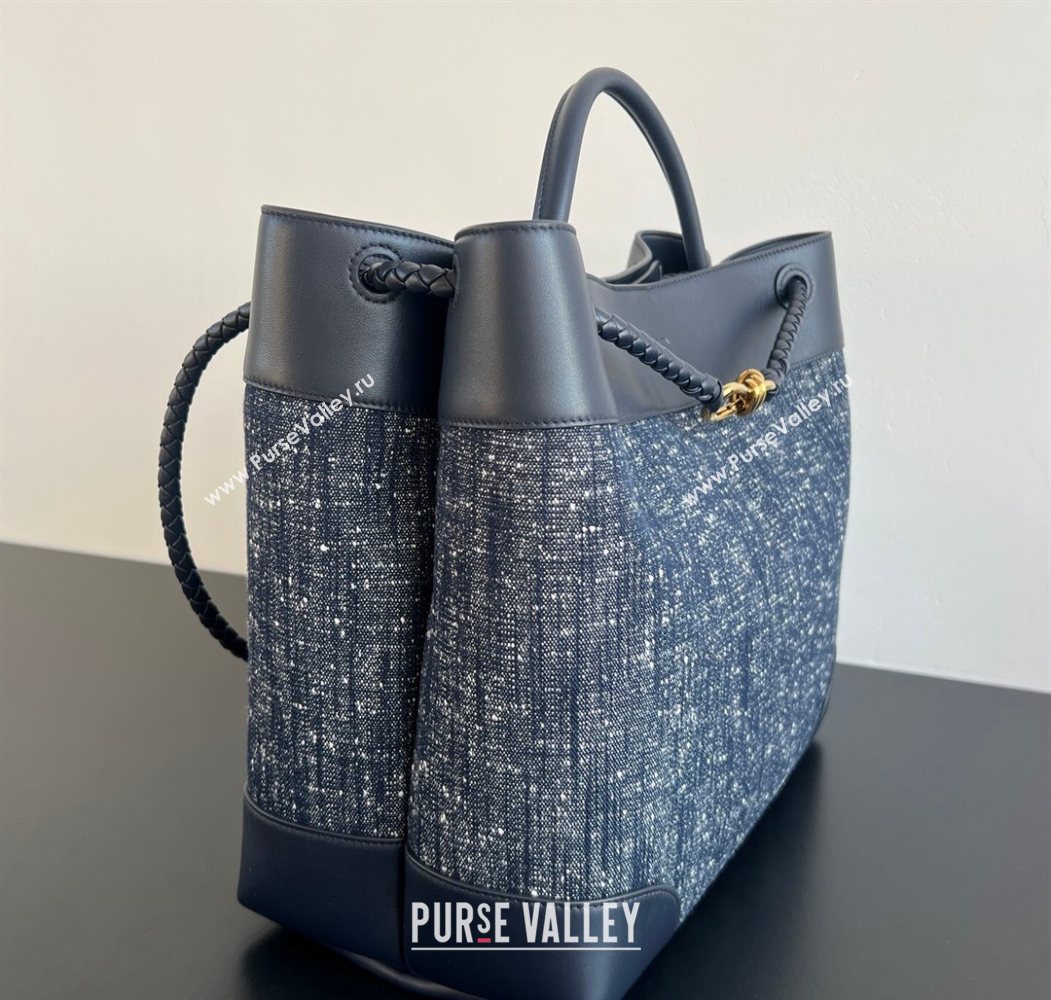 Bottega Veneta Large Andiamo Top Handle Bag in Denim and Leather Navy/Space Blue 2026 786194 (WT-260116020)