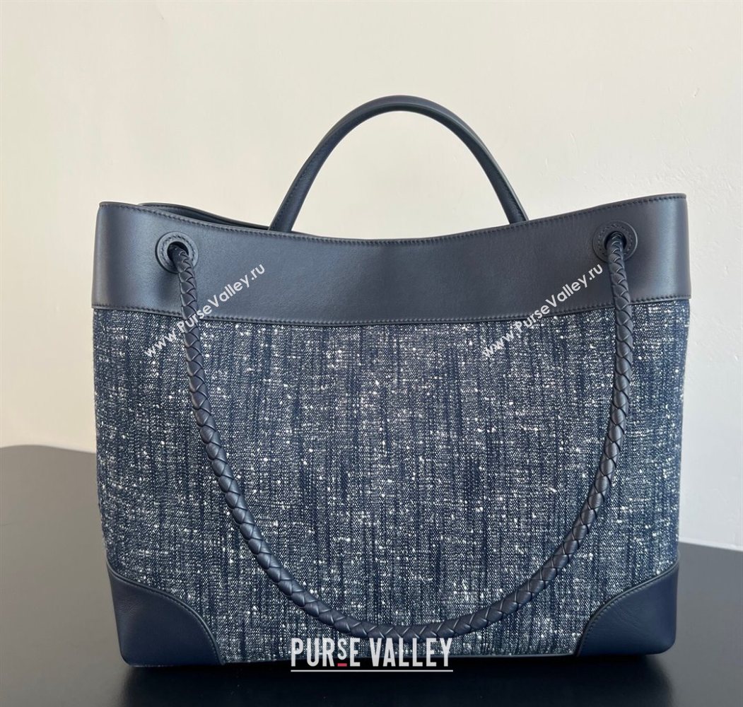 Bottega Veneta Large Andiamo Top Handle Bag in Denim and Leather Navy/Space Blue 2026 786194 (WT-260116020)