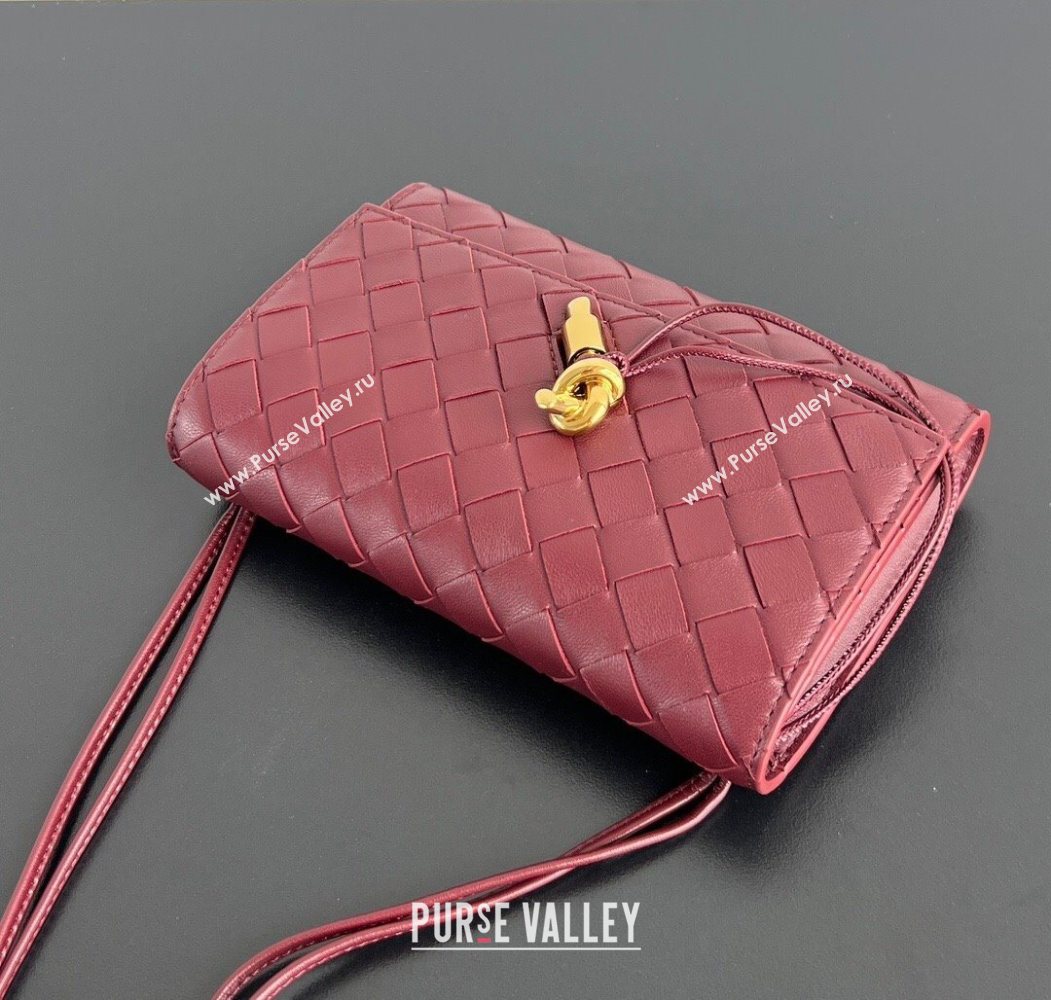 Bottega Veneta Andiamo Pouch on Strap Mini Bag in Intrecciato Leather 836940 Barolo Red 2026 (WT-260117027)