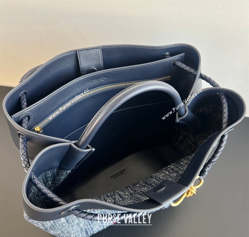 Bottega Veneta Large Andiamo Top Handle Bag in Denim and Leather Navy/Space Blue 2026 786194 (WT-260116020)
