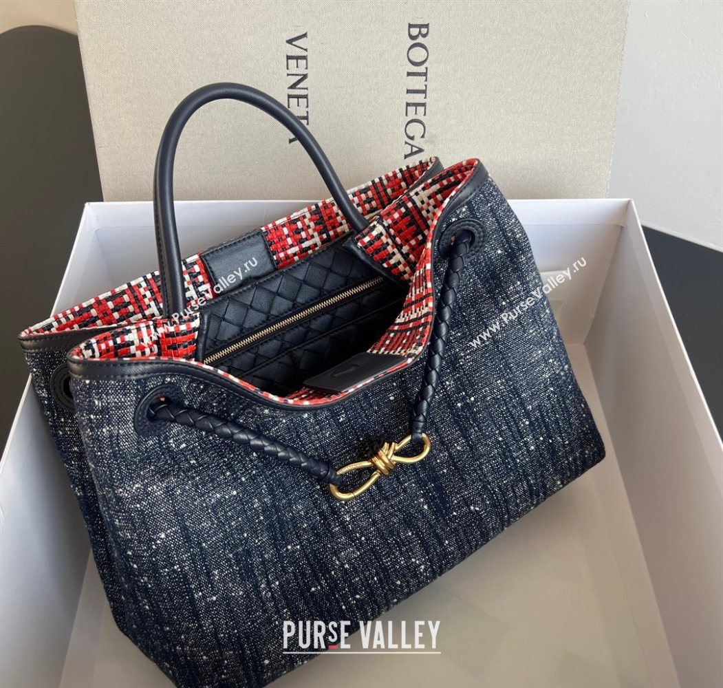 Bottega Veneta Andiamo Top Handle Bag in Denim Navy Blue 2026 836381 (WT-260116021)