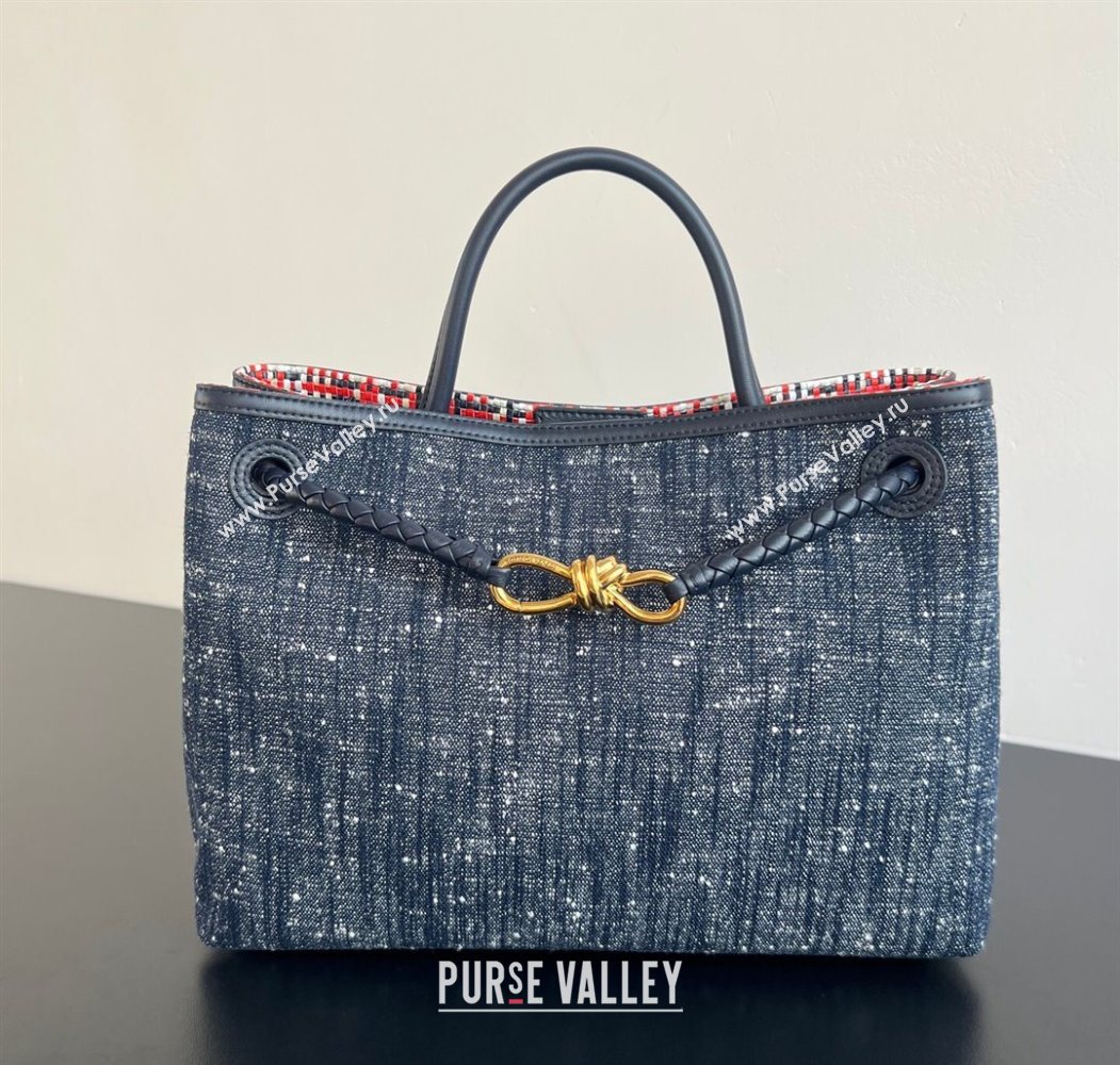 Bottega Veneta Andiamo Top Handle Bag in Denim Navy Blue 2026 836381 (WT-260116021)