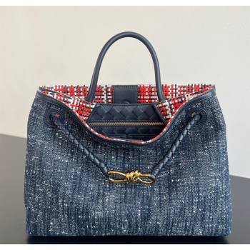 Bottega Veneta Andiamo Top Handle Bag in Denim Navy Blue 2026 836381 (WT-260116021)