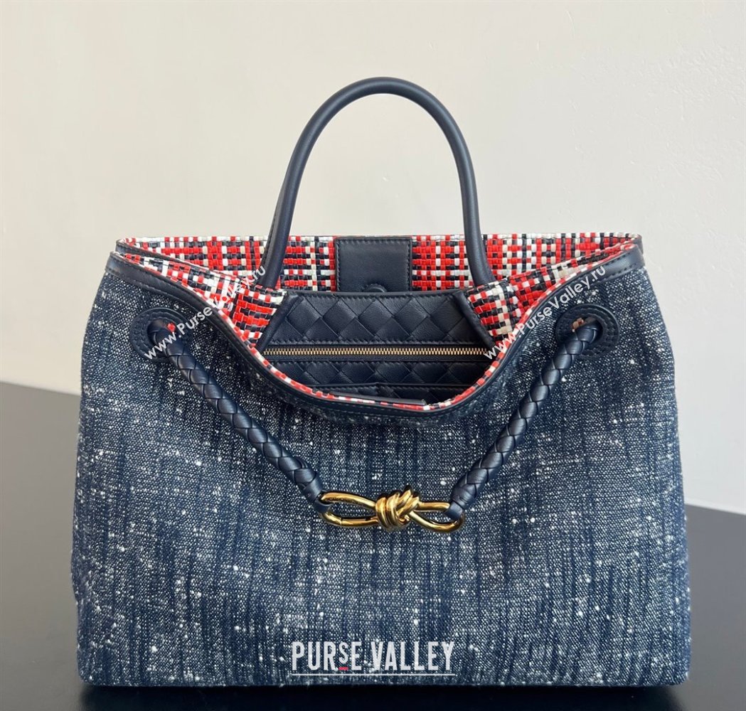 Bottega Veneta Andiamo Top Handle Bag in Denim Navy Blue 2026 836381 (WT-260116021)