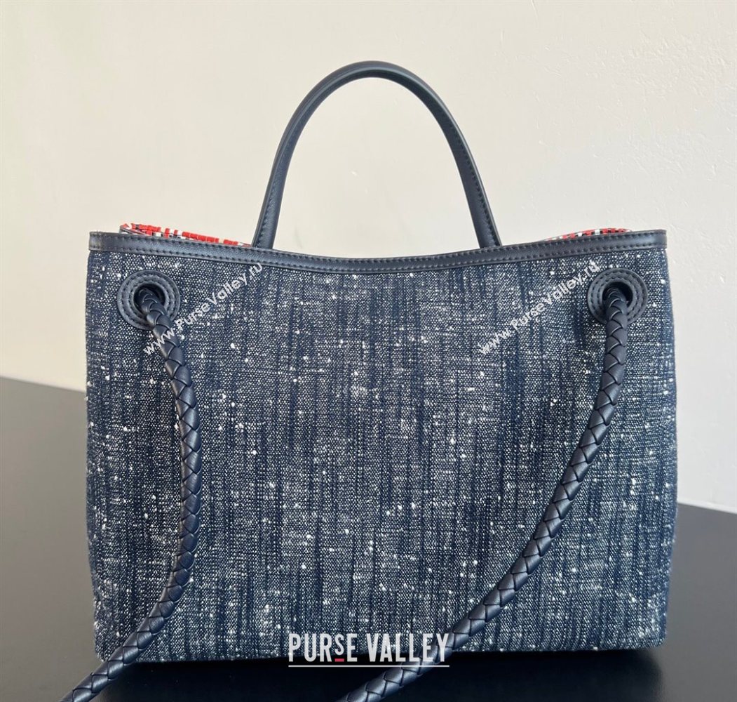 Bottega Veneta Andiamo Top Handle Bag in Denim Navy Blue 2026 836381 (WT-260116021)