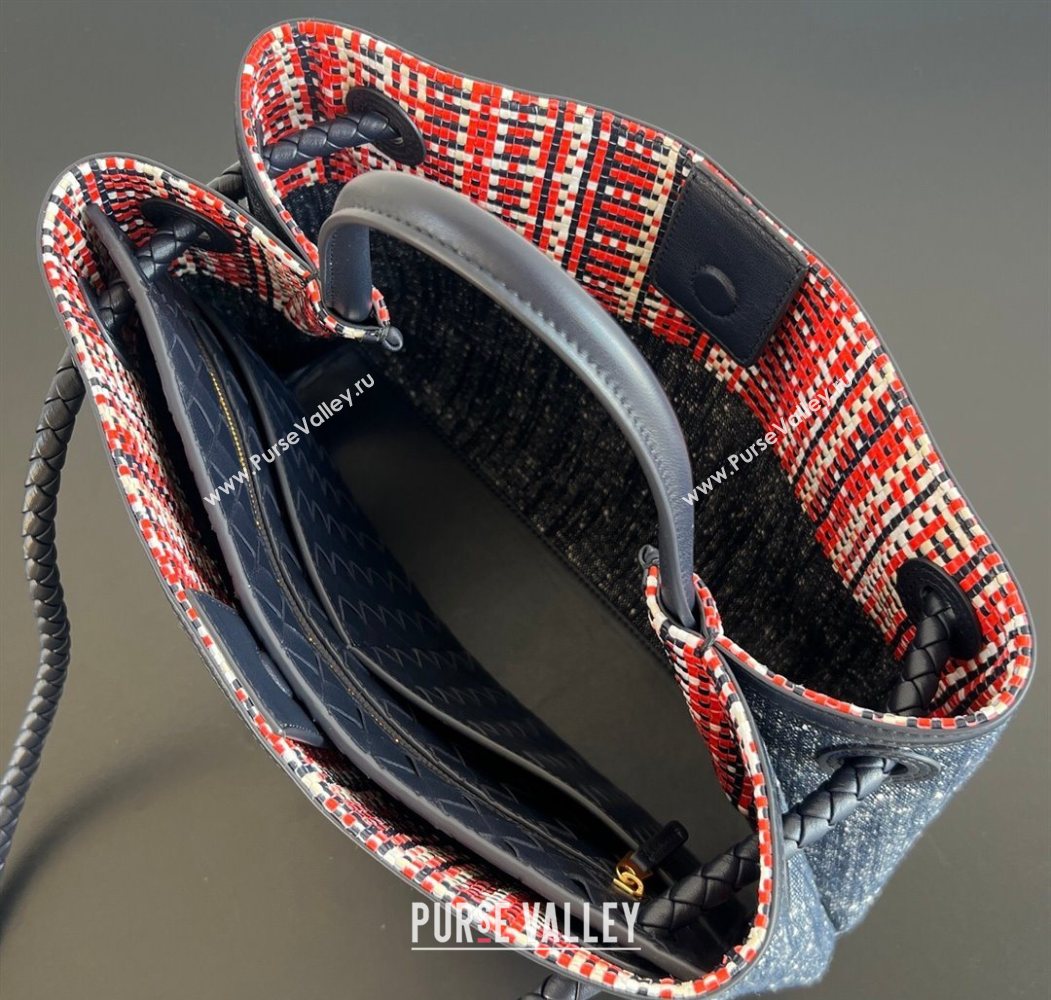 Bottega Veneta Andiamo Top Handle Bag in Denim Navy Blue 2026 836381 (WT-260116021)