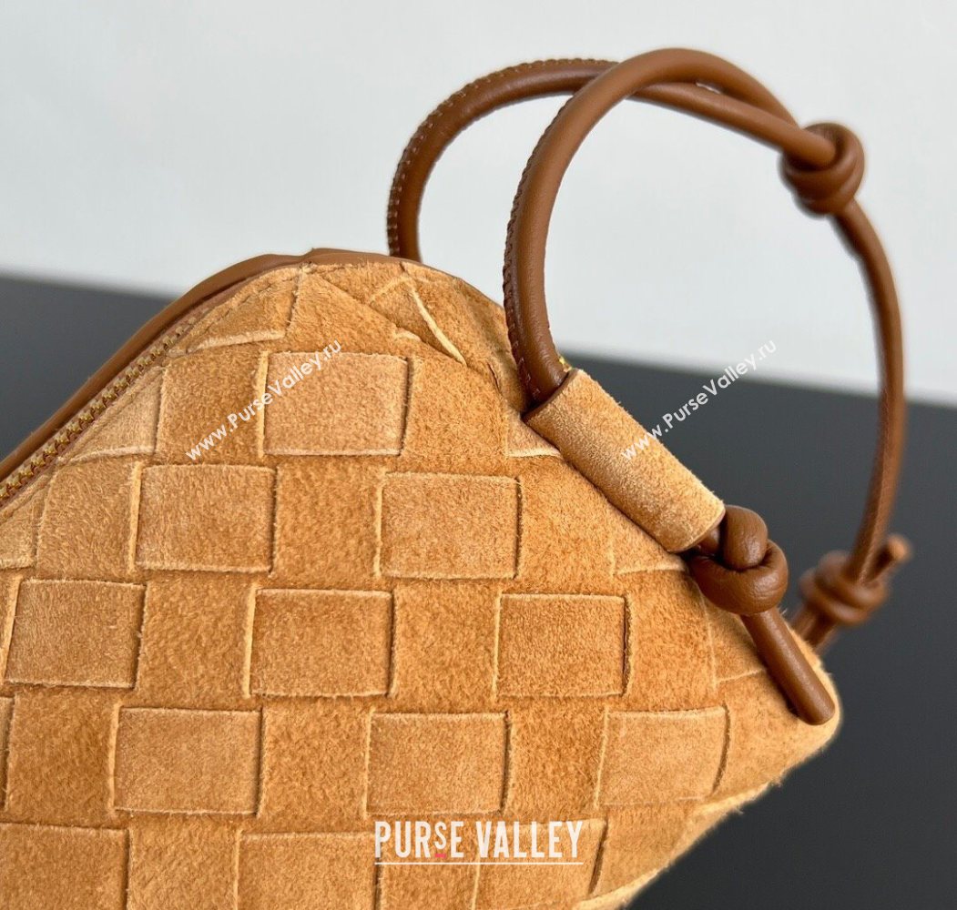 Bottega Veneta Intrecciato Suede Concert Pouch Mini bag Amber Brown 2025 794258 (WT-260117040)
