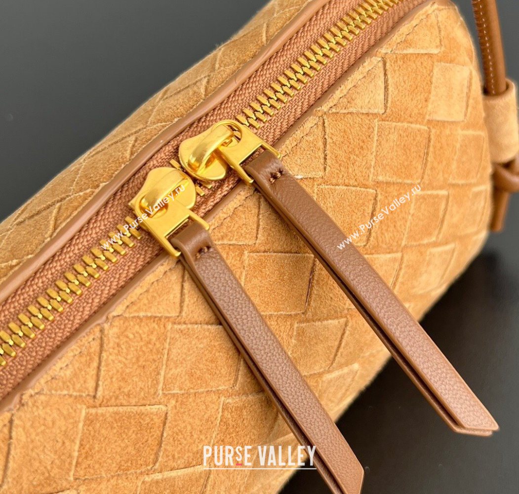 Bottega Veneta Intrecciato Suede Concert Pouch Mini bag Amber Brown 2025 794258 (WT-260117040)
