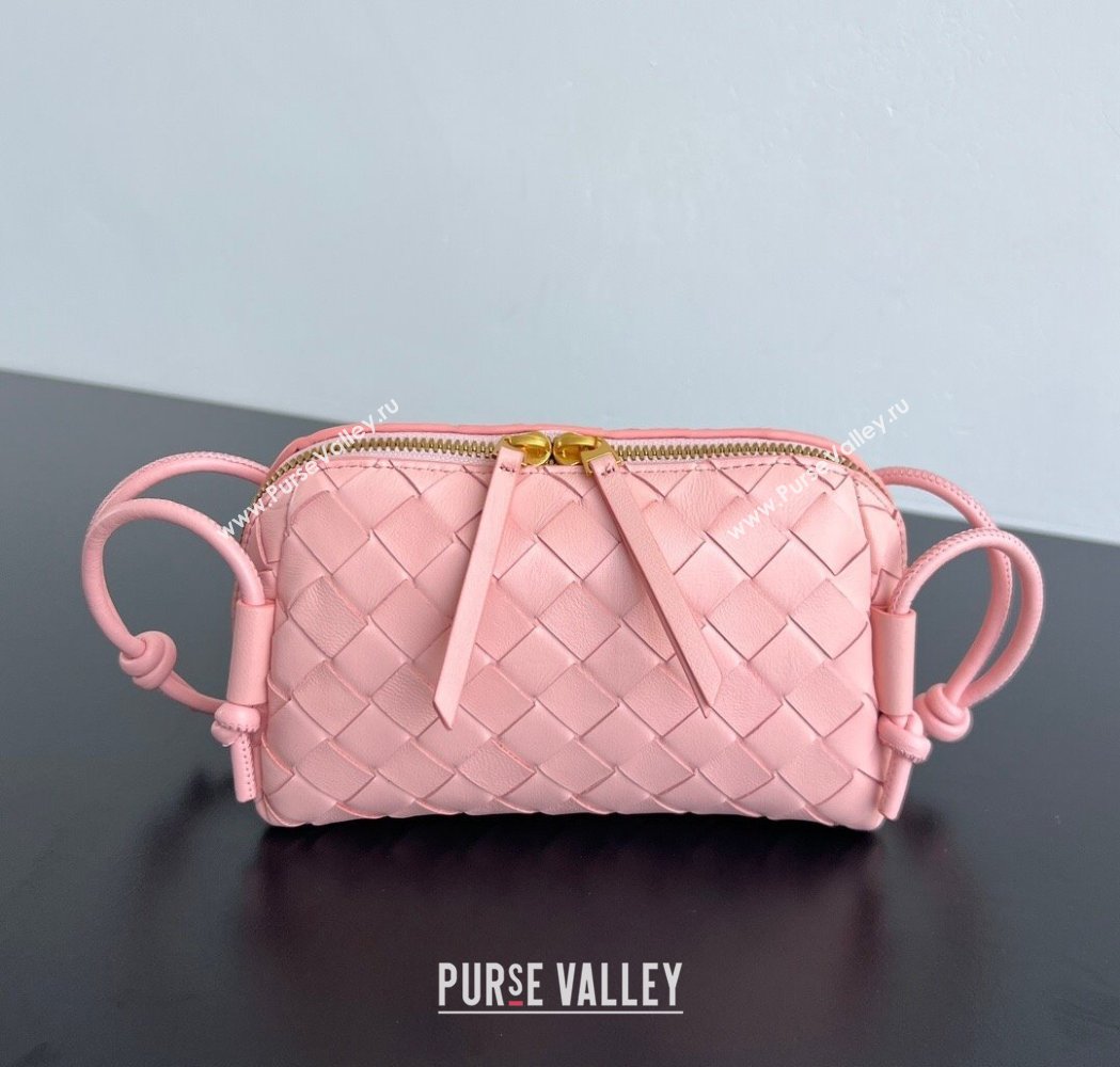 Bottega Veneta Intrecciato Leather Concert Pouch Mini bag Rose Pink 2025 794258 (WT-260117042)