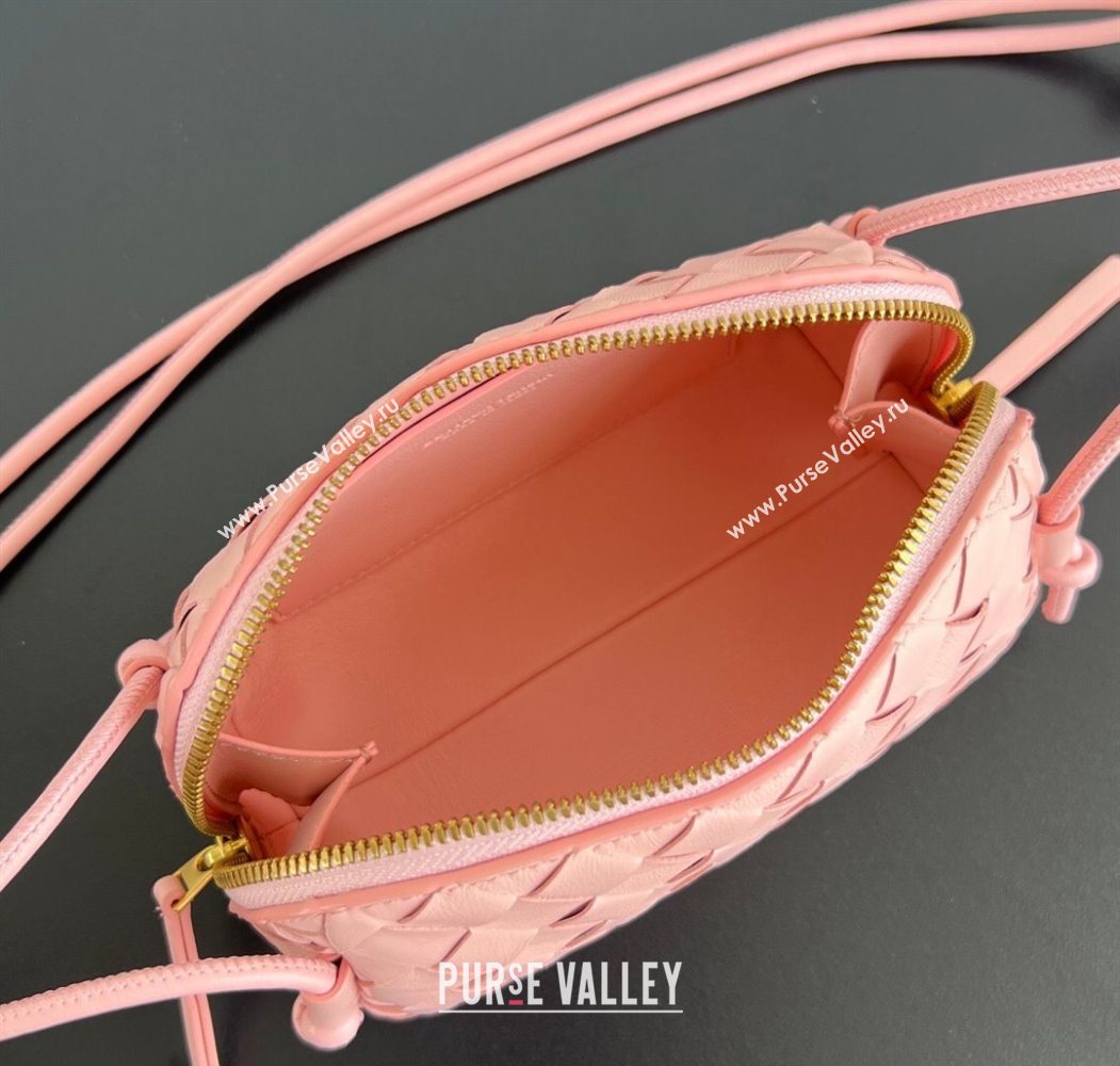 Bottega Veneta Intrecciato Leather Concert Pouch Mini bag Rose Pink 2025 794258 (WT-260117042)