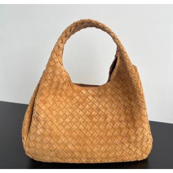Bottega Veneta Large Campana Shoulder Bag in Intrecciato Suede Amber Brown 2025 844250 (WT-260116034)