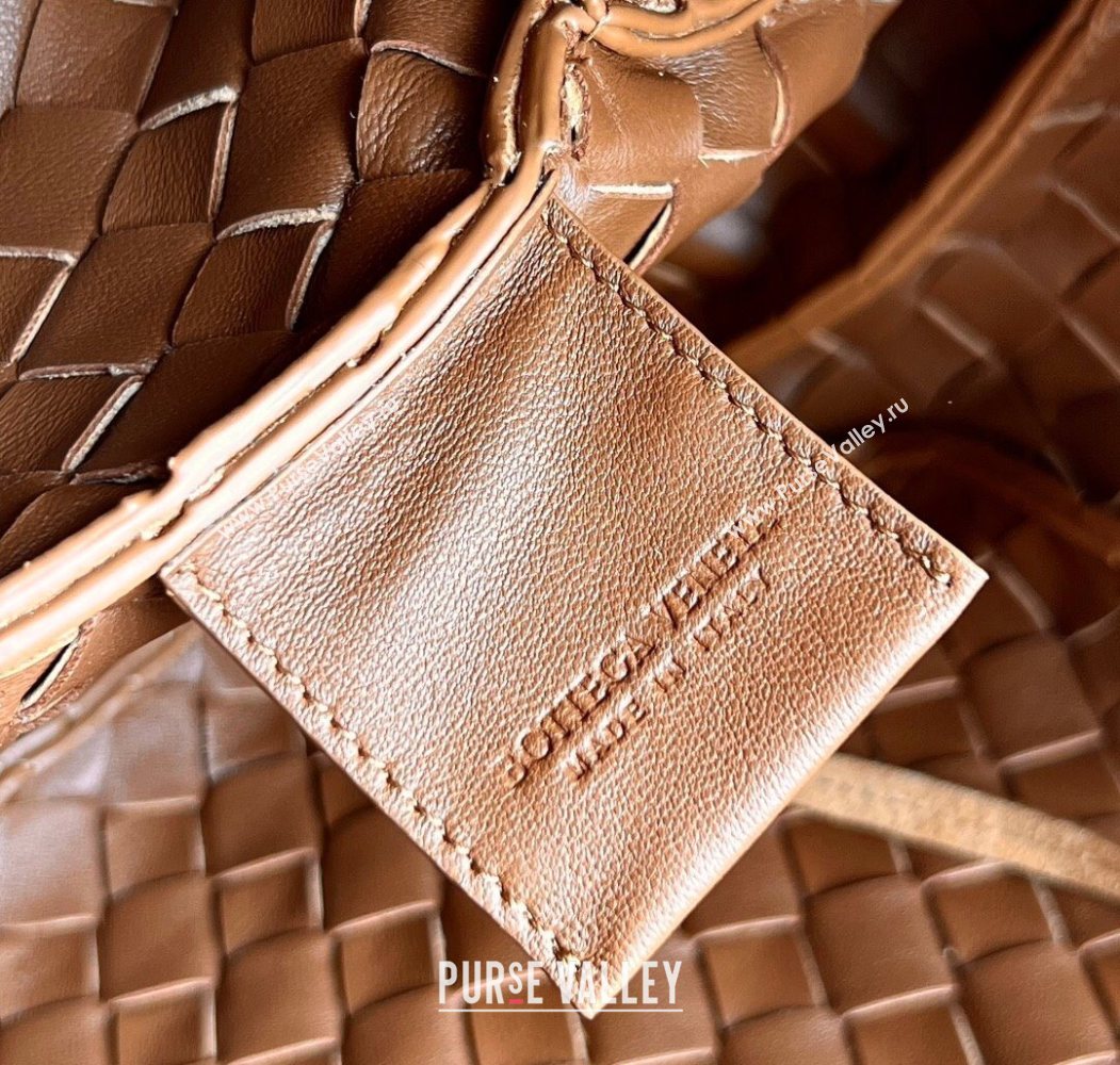 Bottega Veneta Large Campana Shoulder Bag in Intrecciato Suede Amber Brown 2025 844250 (WT-260116034)