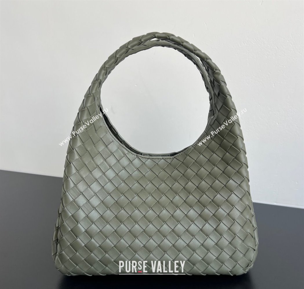 Bottega Veneta Campana Shoulder Bag in Intrecciato Leather Pickle Green 2025 844249 (WT-260116022)