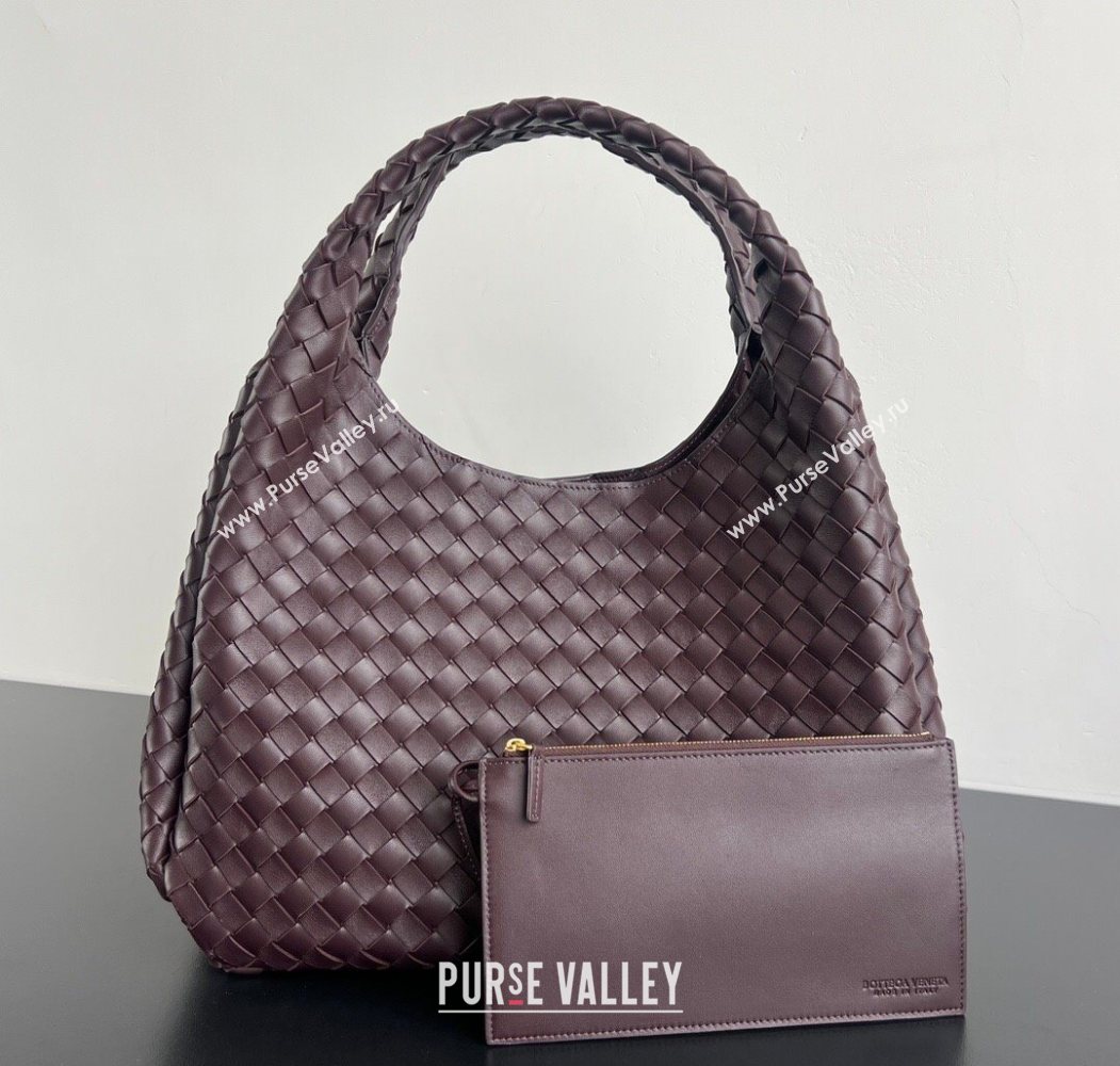 Bottega Veneta Large Campana Shoulder Bag in Intrecciato Leather Dark barolo Red 2025 844250 (WT-260116035)