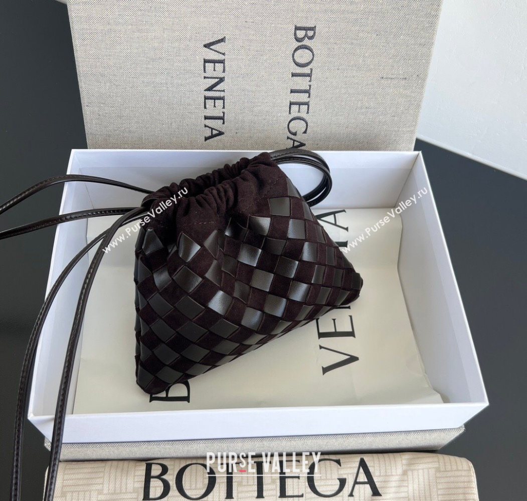 Bottega Veneta Small Dustbag in Intrecciato Leather and Suede Brown 2025 816987 (WT-260117043)
