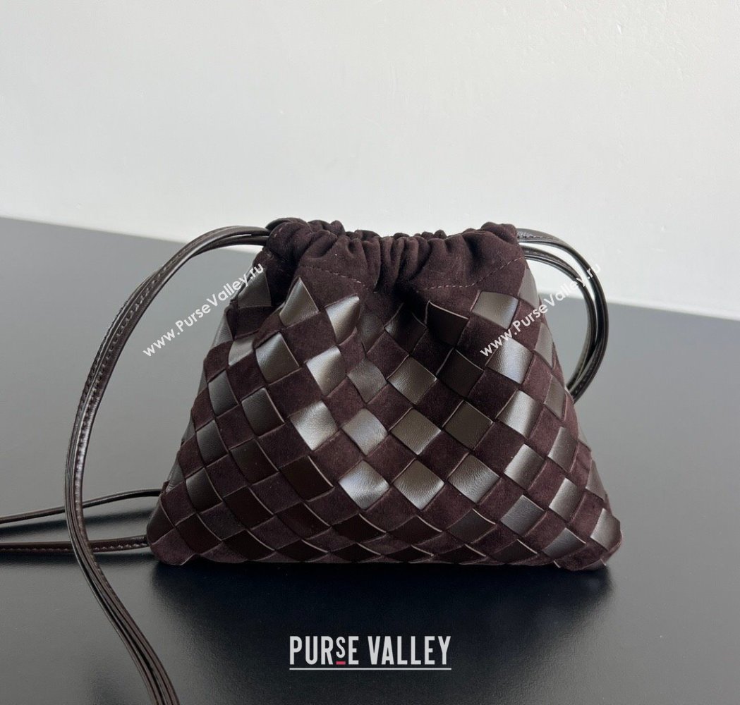 Bottega Veneta Small Dustbag in Intrecciato Leather and Suede Brown 2025 816987 (WT-260117043)