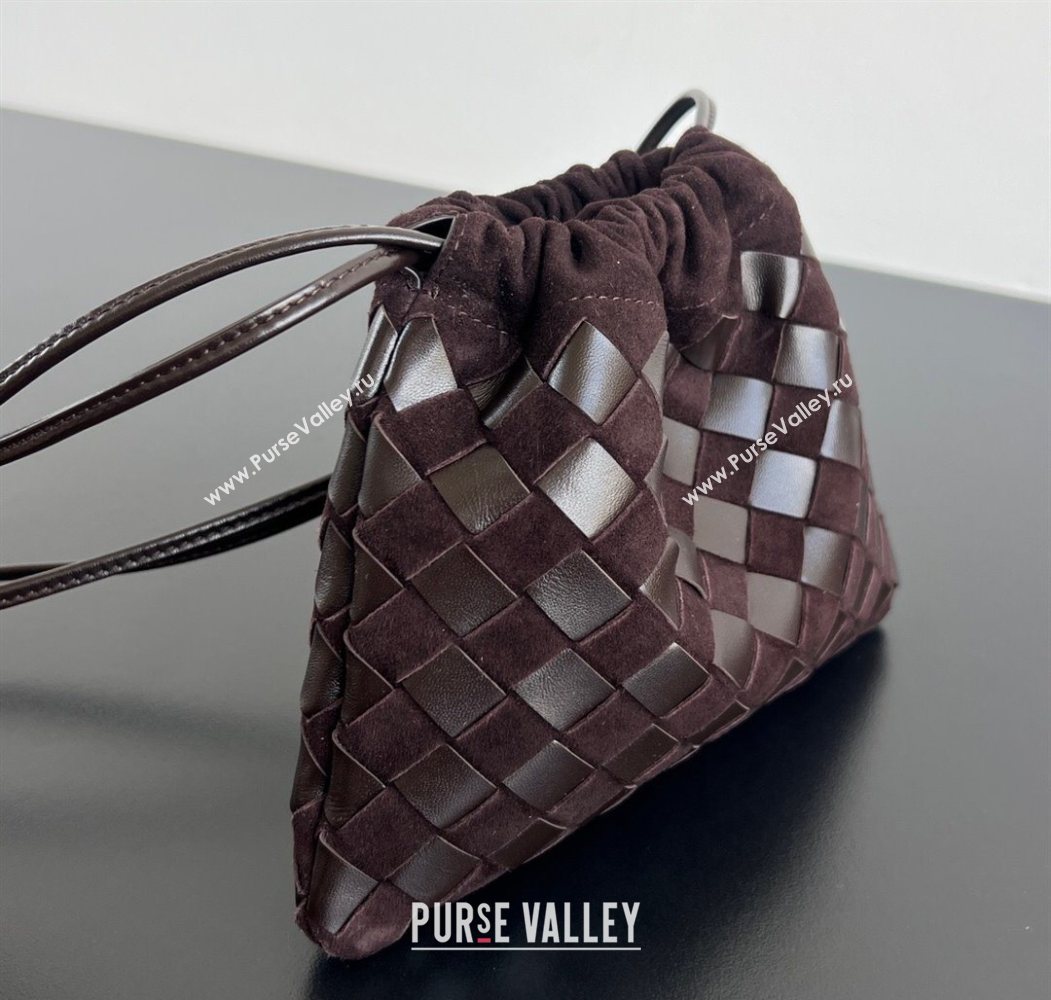Bottega Veneta Small Dustbag in Intrecciato Leather and Suede Brown 2025 816987 (WT-260117043)