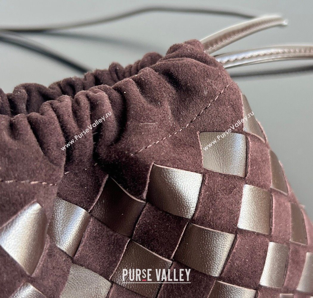Bottega Veneta Small Dustbag in Intrecciato Leather and Suede Brown 2025 816987 (WT-260117043)