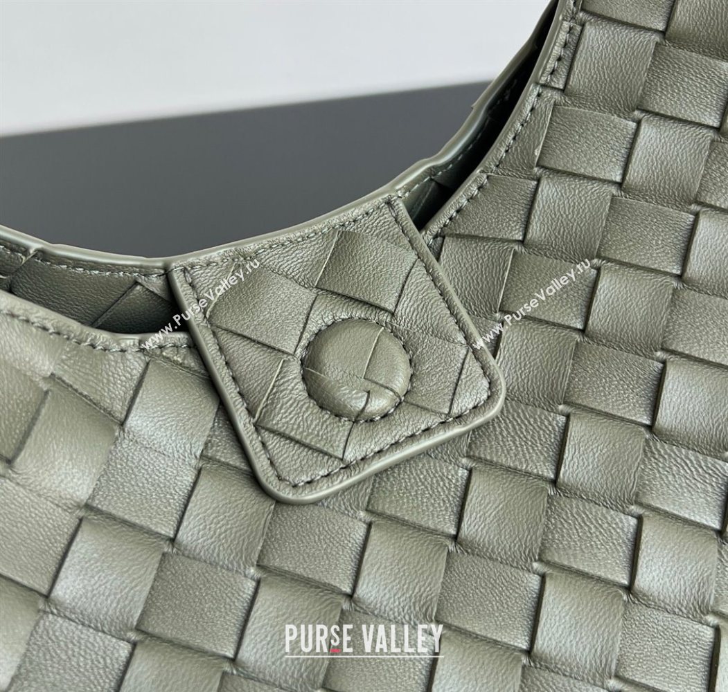 Bottega Veneta Campana Shoulder Bag in Intrecciato Leather Pickle Green 2025 844249 (WT-260116022)