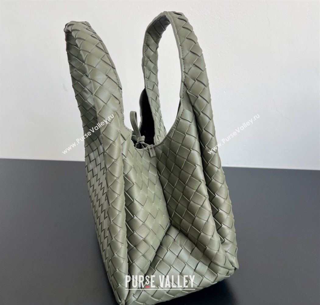 Bottega Veneta Campana Shoulder Bag in Intrecciato Leather Pickle Green 2025 844249 (WT-260116022)