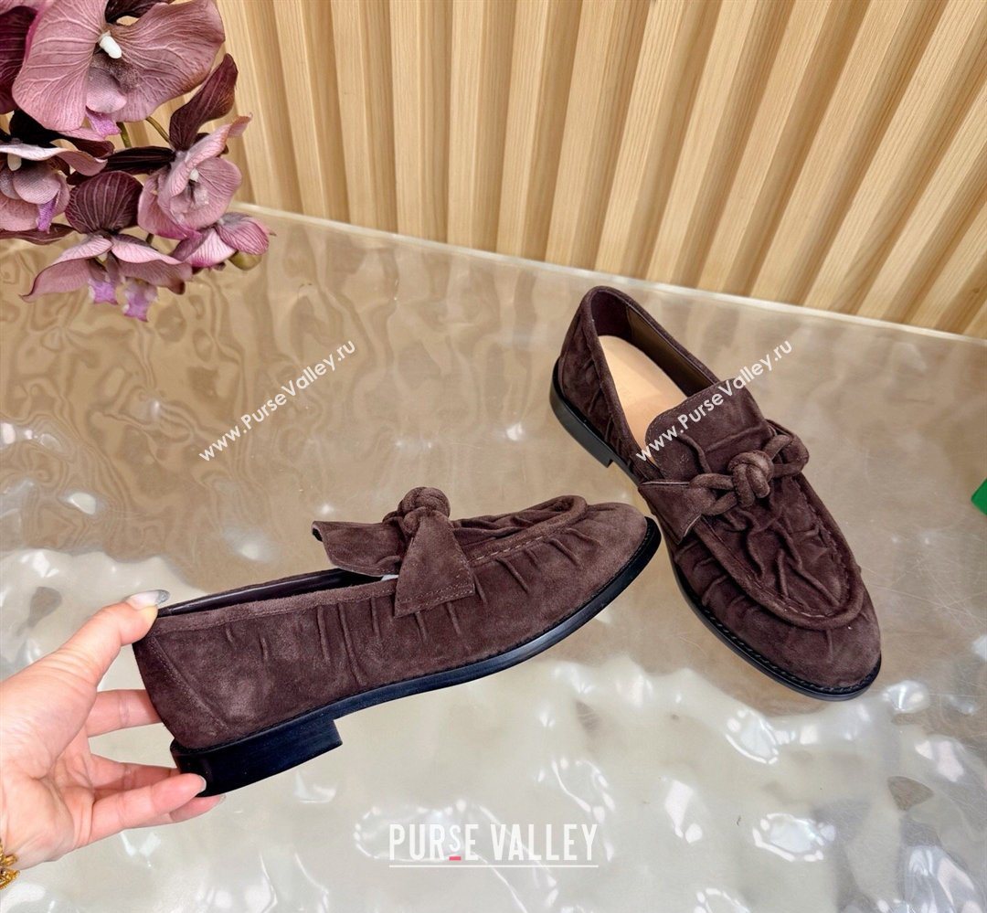 Bottega Veneta Astaire Loafers with One-Tone Knot Buckle in Suede Fondant Brown 2026 843945 (MD-260226117)