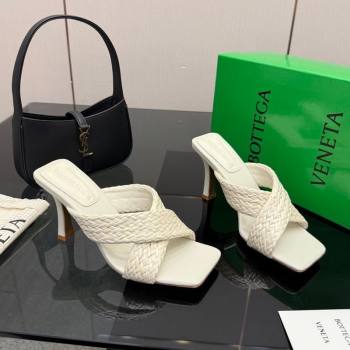 Bottega Veneta Riva Heel Slides Sandal 9cm in Braided Straw White 2026 0226 (MD-260226139)