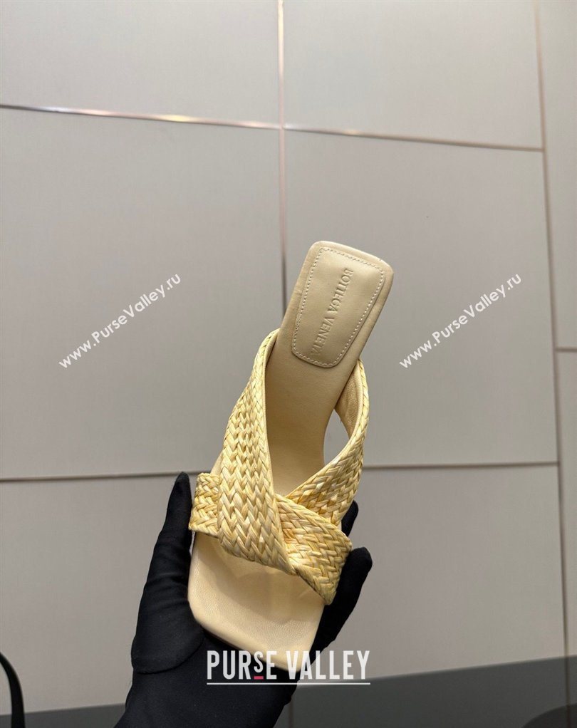 Bottega Veneta Riva Heel Slides Sandal 9.5cm in Braided Straw Yellow 2026 861494 (MD-260226125)