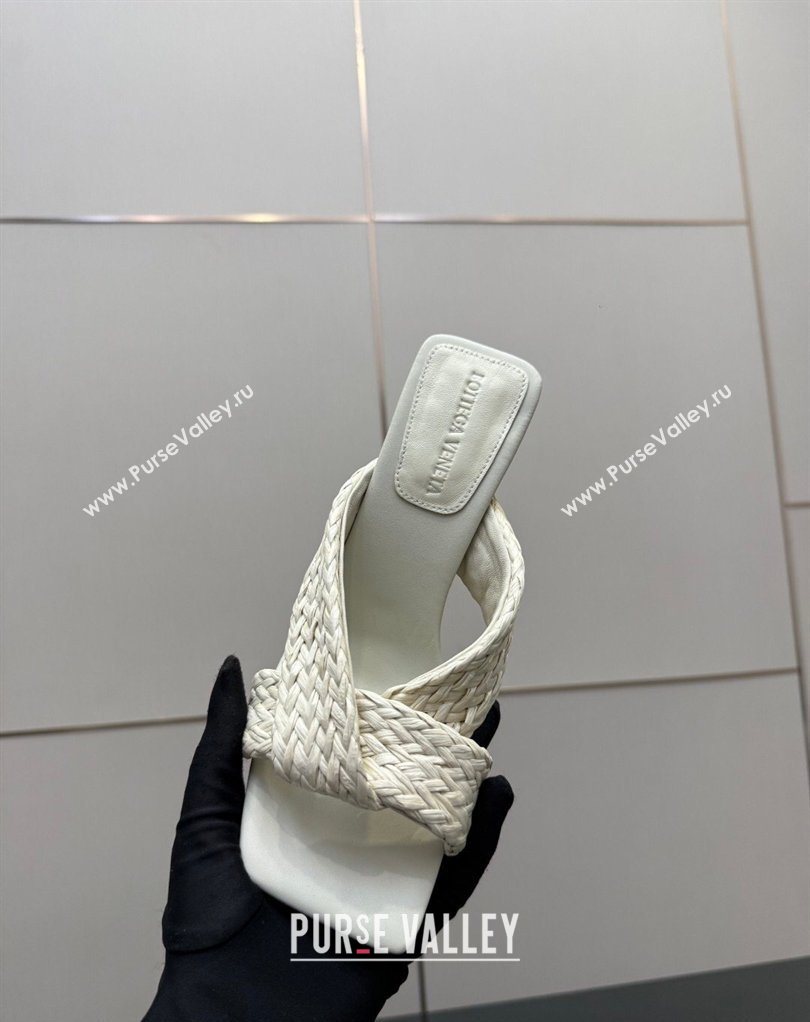 Bottega Veneta Riva Heel Slides Sandal 9.5cm in Braided Straw White 2026 861494 (MD-260226127)
