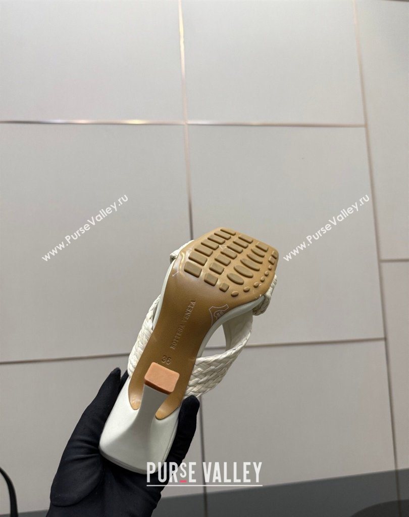 Bottega Veneta Riva Heel Slides Sandal 9.5cm in Braided Straw White 2026 861494 (MD-260226127)