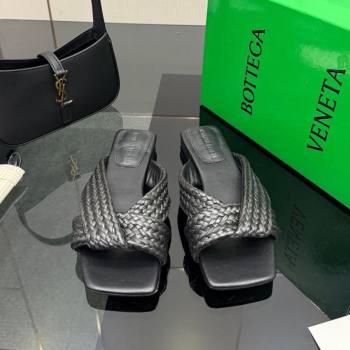 Bottega Veneta Riva Flat Slides Sandal in Braided Straw Black 2026 861494 (MD-260226130)