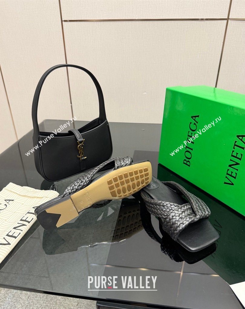 Bottega Veneta Riva Flat Slides Sandal in Braided Straw Black 2026 861494 (MD-260226130)